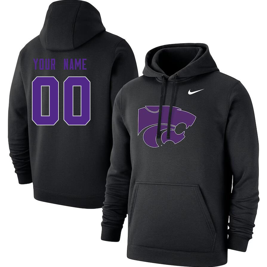 Custom Kansas State Wildcats Name And Number College Hoodie-Black - Click Image to Close